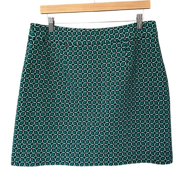 LOFT Women's Teal Tiled Jacquard Skirt Size 12 - Picture 4 of 6
